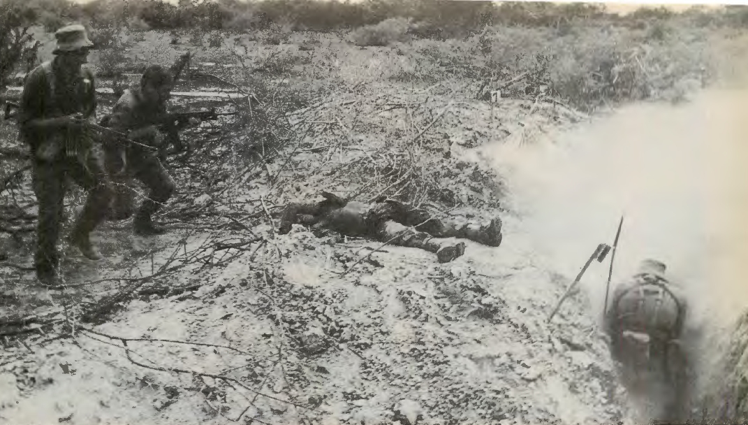 SADF troops clearing a trench In Angola