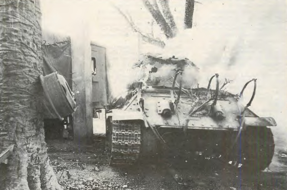 Russian T-34 tank after a short-lived encounter with SADF Ratel. 