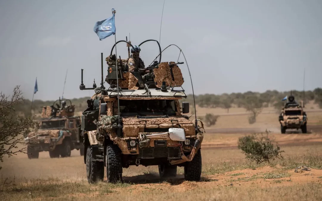 Swedish Armed Forces deployed to the UN MINUSMA peacekeeping mission Mali patrol near Camp Nobel, Timbuktu