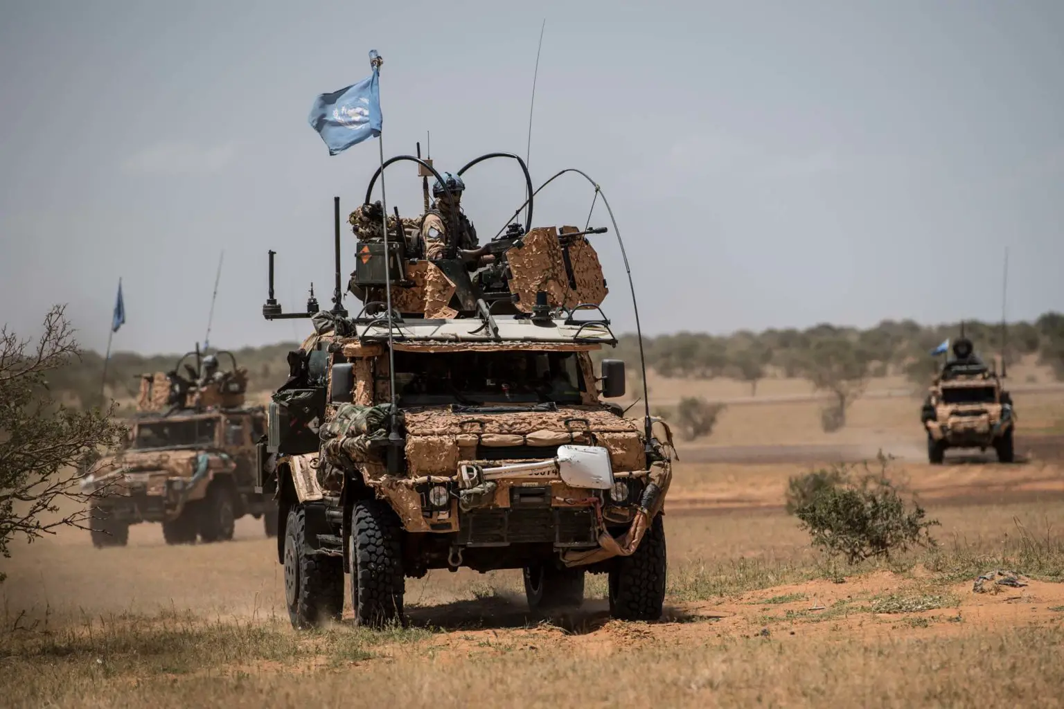 Swedish Armed Forces deployed to the UN MINUSMA peacekeeping mission Mali patrol near Camp Nobel, Timbuktu