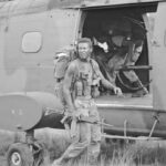 32 Battalion Cpl. Maurício António boarding a Puma, 1980s