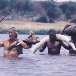 Rhodesian SAS veteran Darrell Watt on his game preserve in Zambia, date unknown