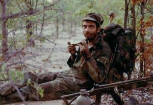 Vietnam and Rhodesian veteran Ken Gaudet, seen here after joining South Africa's 44 Parachute Brigade, Pathfinder unit, during a break in Angola circa 1981