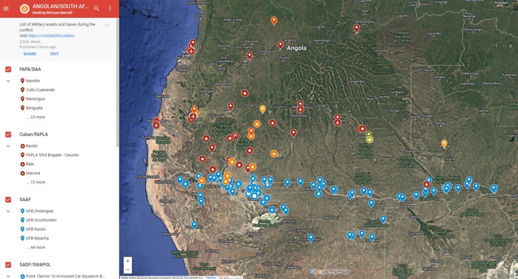 Angolan Bush War Area of Operations